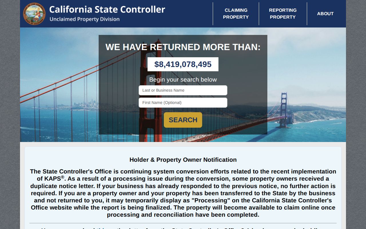 Beaumont residents directory California unclaimed property search