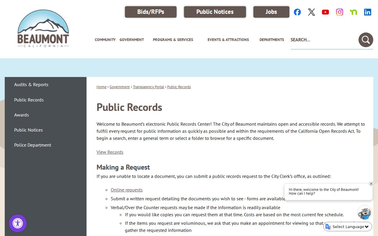 Beaumont residents directory city public records center