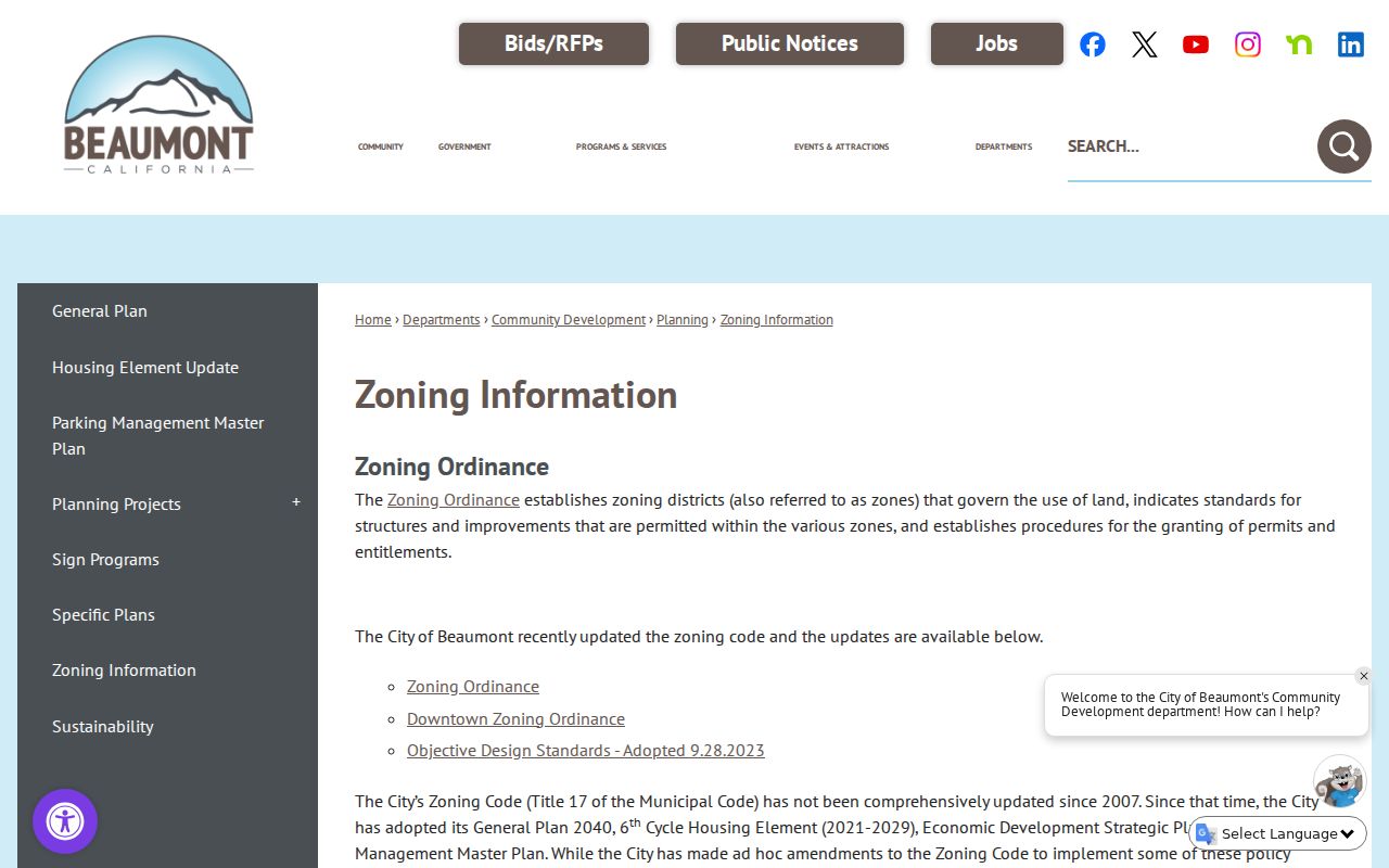Beaumont street directory city planning GIS zoning search