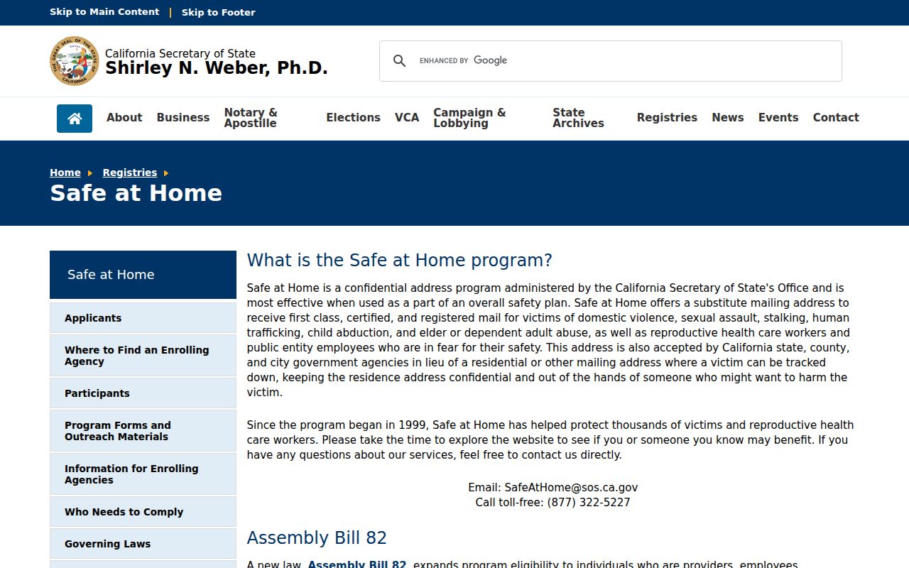 Beaumont ZIP code directory California Safe at Home address confidentiality